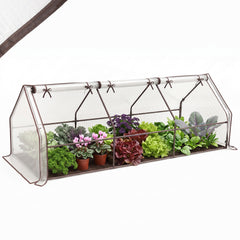 Sekey Foliengewächshaus Frühbeet 270 × 90 × 90 cm – 140 g/m² PE-Folie, 3 Frontöffnungen, für Garten & Hochbeet