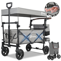 Sekey 150KG Foldable Wagon with Canopy, Children's Handcart, 5050 