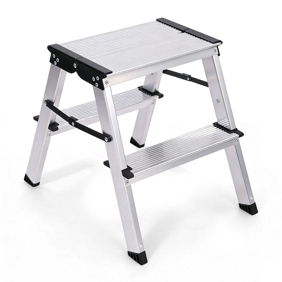 Sekey Aluminium Klappleiter 2 Stufen – Beidseitig Begehbar, Rutschfest, TÜV & SGS geprüft, bis 150 kg belastbar