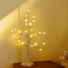 SALCAR LED Lichterbaum 60 cm, Birke mit 24 warmweißen LEDs, USB/Batteriebetrieben, Weihnachts- und Partydeko für Zuhause, Geburtstag, Hochzeit, Innendekoration