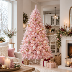 Salcar 180cm Künstlicher Weihnachtsbaum Rosa Weihnachtsbaum, Nordmanntanne, mit 735 Spitzen