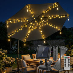 Sekey Sonnenschirm Beleuchtung Solar LED Lichterkette – 136 LEDs & 8 G – sekeymall