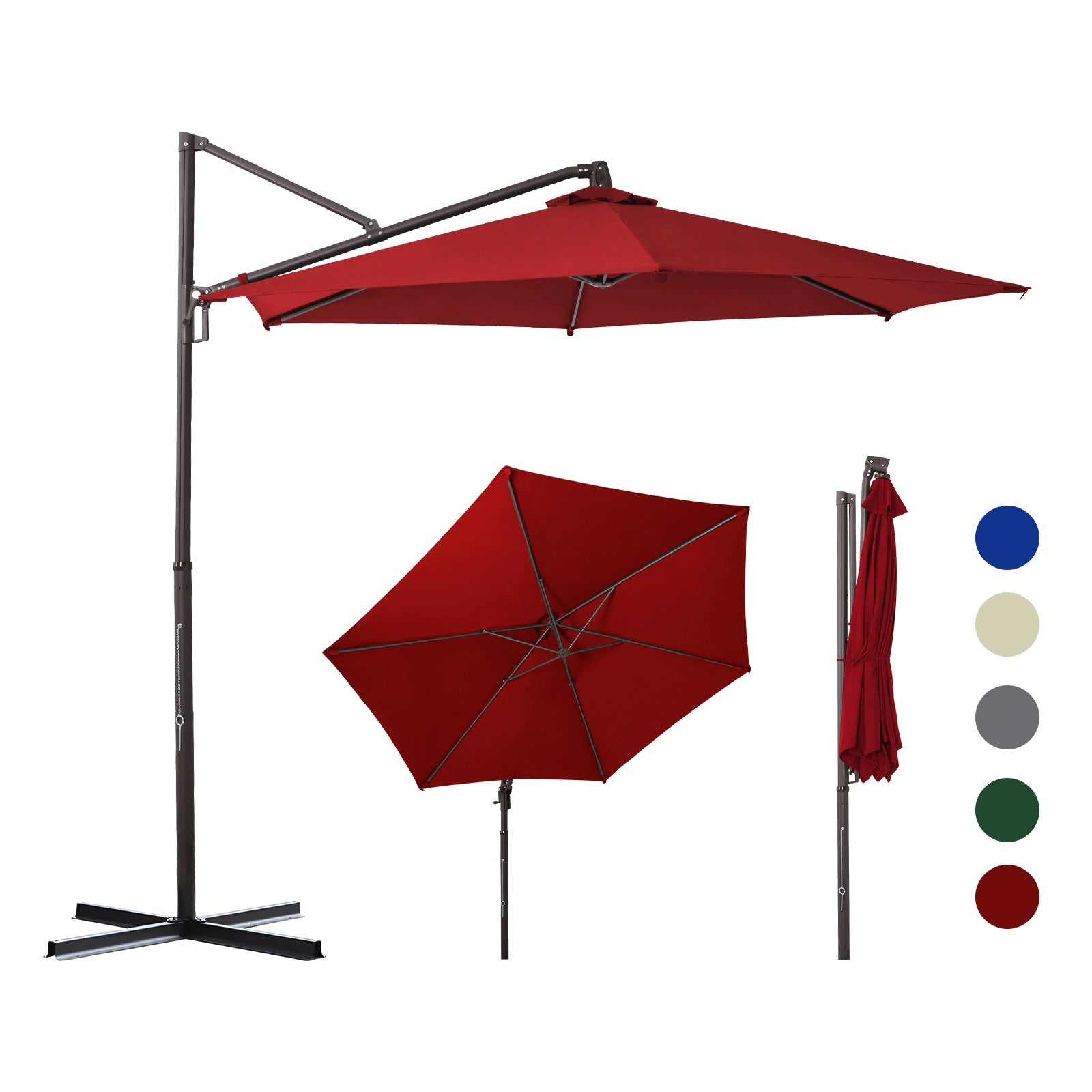 Sekey Ampelschirm 300 cm – Aluminium Sonnenschirm mit 360° Drehung, Neigefunktion, UV50+ Schutz
