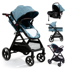 Sekey BW600 3-in-1 Kombi-Kinderwagen – Reisesystem mit Babyschale, Liegewanne & Buggy, Moskitonetz, Regenschutz, Federung, 5-Punkt-Gurt, All-Wetter Travel System 0–4 Jahre