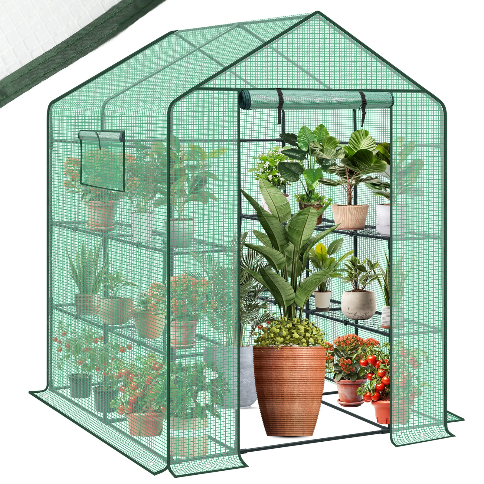 Sekey Foliengewächshaus 200x145x145 cm – Balkon-Gewächshaus mit 10 Regalböden, Stabil & Ideal für gesundes Pflanzenwachstum