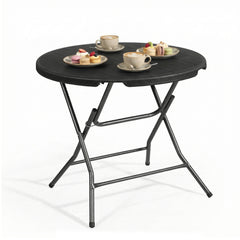 Sekey Runder Klapptisch Ø 81 cm – Campingtisch & Balkontisch klappbar, stabiler Gartentisch in Holzoptik, Beistelltisch für Balkon, Garten & Terrasse