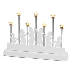 Salcar LED Lichterbogen mit 7 Sternen & 6 Engeln – Warmweißes Licht, Batteriebetrieben mit Timer – Weihnachtsdeko für Tisch & Fenster, ca. 32 cm