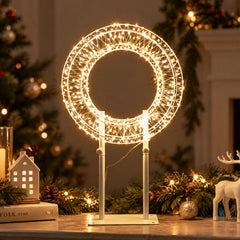 Salcar LED Lichterkranz 3D Metall – Weihnachtskranz mit warmweißen LEDs, Timer und 8 Lichtmodi