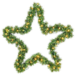 SALCAR Weihnachtsstern aus PVC mit warmweißer LED-Lichterkette – 40 cm / 55 cm, mit Batteriefach & Timer, wetterfest für Innen und Außen
