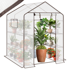 Sekey walk-in greenhouse with 10 shelves, 143 cm x 143 cm x 195 cm