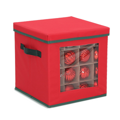 Salcar Aufbewahrungsbox für 64 Weihnachtskugeln – Faltbare Weihnachtsdeko-Box 30,5 cm mit Fächern & flexiblen Trennwänden, Transparentes Sichtfenster