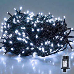 Salcar LED Lichterkette Weihnachten Kaltweiß, 10–15 m, 150–220 LEDs, IP44 Outdoor, 8 Modi, Timer & Memory