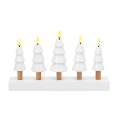 Salcar LED Weihnachtskerzenbaum – 5-flammiger Tischleuchter aus Holz, Warmweiß – Batteriebetriebenes LED Dekolicht für Advent & Weihnachten