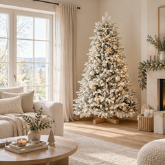 Salcar 180 Artificial Christmas tree with snow, wooden stand, with 908 tips made of PVC and PE