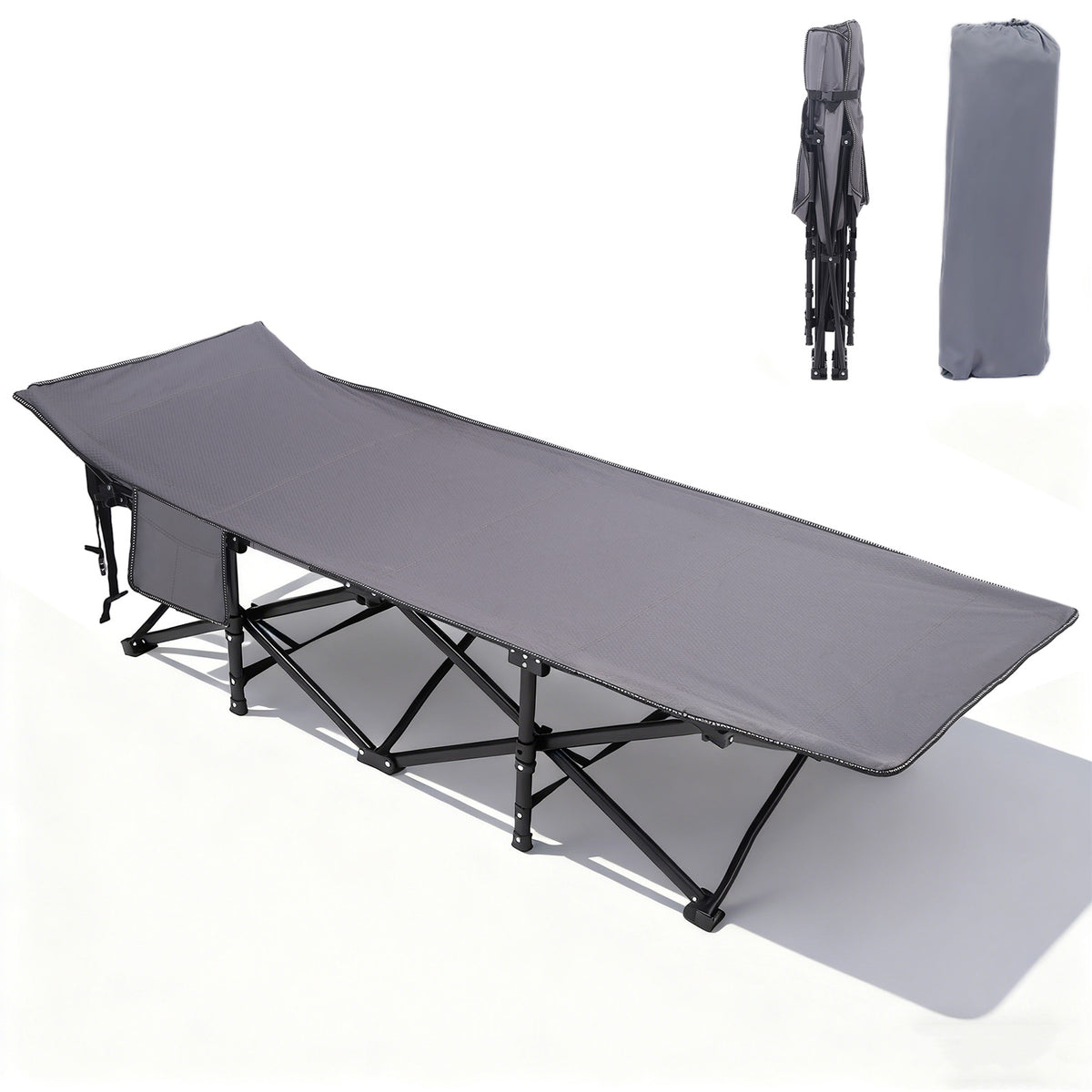 Sekey Feldbett Campingbett Klappbar – 190×71×35 cm | 200 kg belastbar | 1200D Oxford | wahlweise mit 8 cm Matratze | Faltbare Camping- & Angelliege für Garten & Outdoor