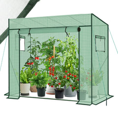Sekey Tomatengewächshaus 200 x 170 x 77 cm – Begehbares Folien-Gewächshaus für Balkon & Garten, stabil, winterfest & UV-beständig, Grün