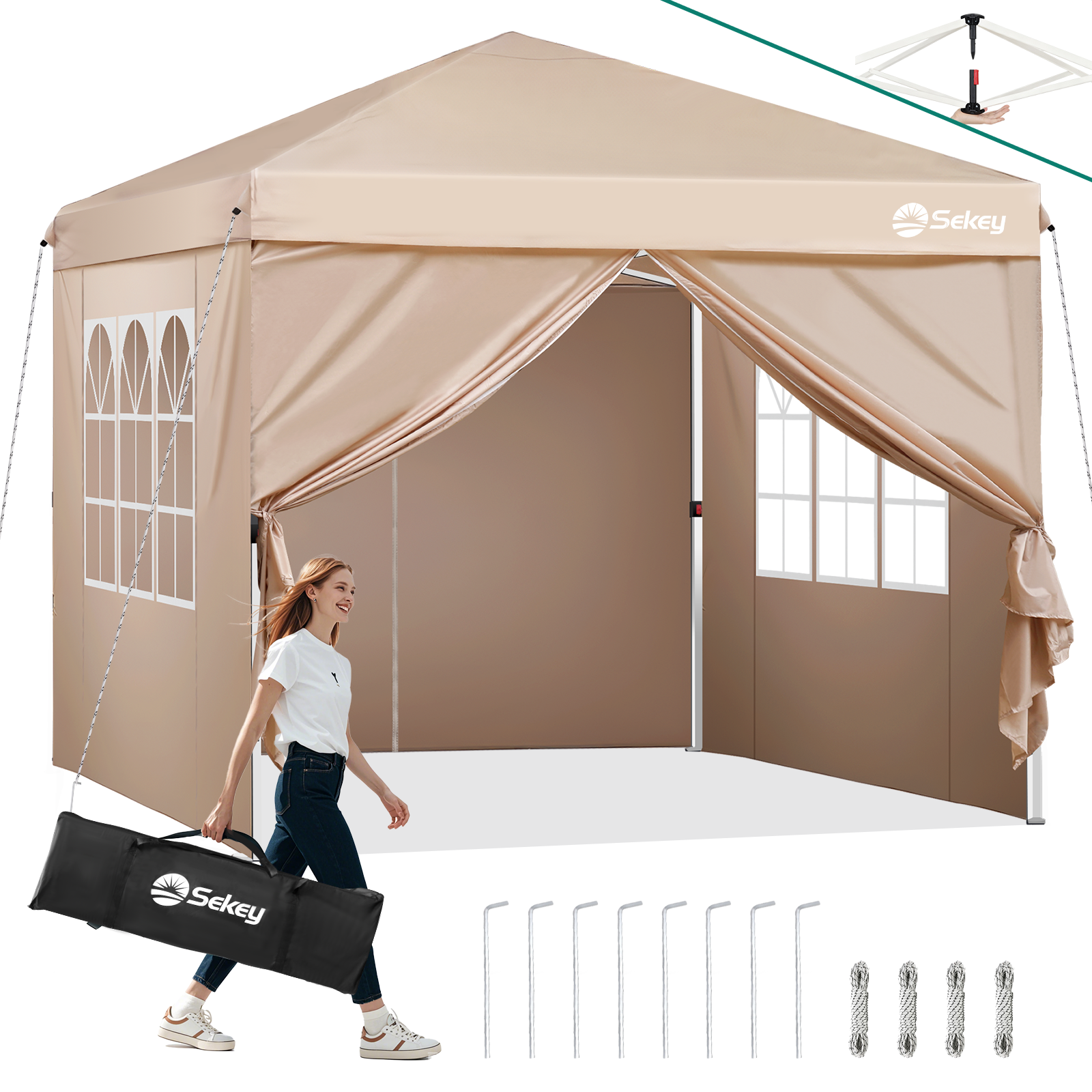 3x3 zelt Sekey Faltpavillon 300x300 cm: Wasserdicht, UV-Schutz, 3 Höhen, einfache Montage – sekeymall