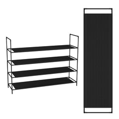 Sekey 3/4 Tier Shoe Rack – Stackable Shoe Rack made of Metal and Non-woven Fabric, Space-Saving, Stable, No Drilling Required, for Hallway, Bedroom &amp; Bathroom, Black