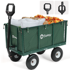 Sekey 3-in-1 Bollerwagen 500 kg – Gartenwagen mit abnehmbaren Seitenwänden & 10-Zoll-Gummireifen, leise & rostfrei, schnelle Montage in 8 Minuten, Plattform- & Transportwagen