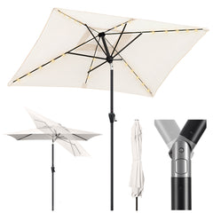 Rectangular parasol 300 x 200 cm garden umbrella with LED solar lighting
