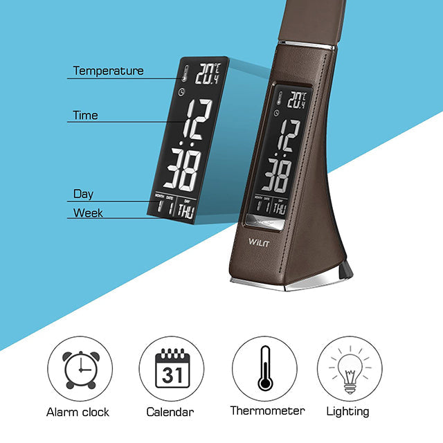 WILIT U2A 5W LED desk lamp, with 3 brightness levels, with alarm clock