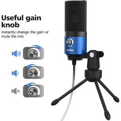 Fifine USB Kondensator Mikrofon mit Ständer, K669B Sekey