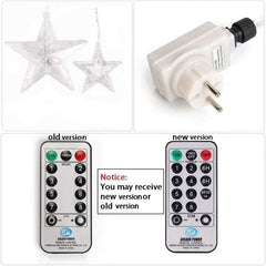 Salcar 2 x 1 m LED Lichtervorhang mit Fernbedienung, 12 Sternen, 108 LEDs, 31V GS-zertifizierte Stromversorgung