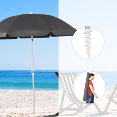Sekey ∅ 180 cm aluminum beach umbrella with protective cover and ground sleeve, sun protection UV50+