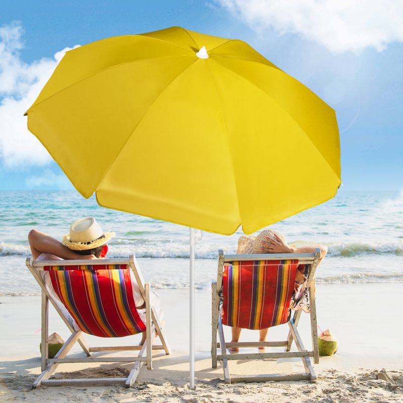 Sekey ∅ 180 cm beach umbrella with protective cover and ground sleeve, sun protection UV50+