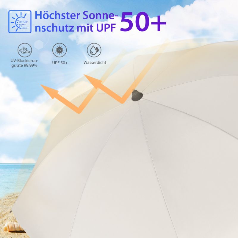 Sekey ∅ 180 cm beach umbrella with protective cover and ground sleeve, sun protection UV50+