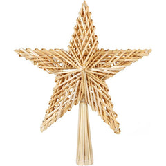 SALCAR Christbaumspitze Strohstern Weihnachtsbaum Dekoration für Weihnachten, Tannenbaumspitze für den Christbaum, 25cm
