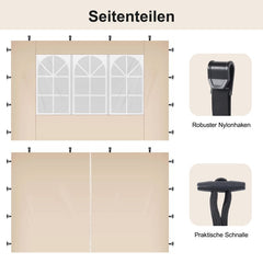 Sekey 3x3 m folding gazebo with 4 side panels and 4 sandbags