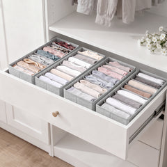 Sekey Schubladen Organizer – 22 × 51 × 11 cm, je 8 Fächer, faltbare Stoffboxen für Unterwäsche & Socken
