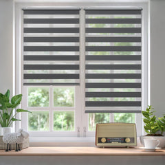 Sekey Schnurloses Doppelrollo Klemmfix - Grau - Duo Rollo ohne Bohren für Fenster & Türen Sekey