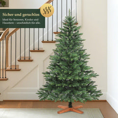 Salcar Künstlicher Weihnachtsbaum mit Holzständer, 150/180/210 cm, Realistischer PVC Christbaum, Pflegeleicht & Hochwertige Weihnachtsdekoration für Innenräume