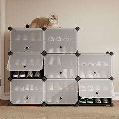 Sekey Shoe Cabinet Black – Modular plug-in system, stable &amp; space-saving, ideal for hallway &amp; wardrobe