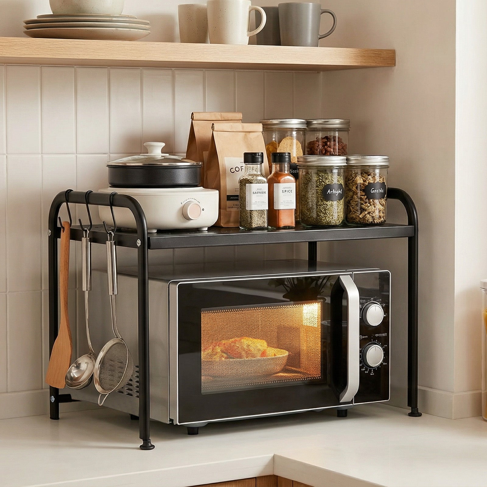 Sekey Mikrowellenregal 59 × 36 × 42,5 cm – Küchenregal aus Metall mit – sekeymall