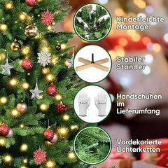 Salcar 180/210cmKünstlicher Weihnachtsbaum, Edeltanne, mit 450/650 LEDs und 1150/1486 PE-Zweigen und 472/728 PVC-Zweigen Salcar