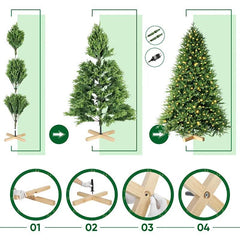 Salcar 180/210cmKünstlicher Weihnachtsbaum, Edeltanne, mit 450/650 LEDs und 1150/1486 PE-Zweigen und 472/728 PVC-Zweigen Salcar