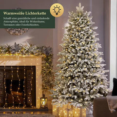 Salcar 180 Künstlicher Weihnachtsbaum mit Schnee,  Holzständer, mit 908 Spitzen aus PVC und PE Salcar