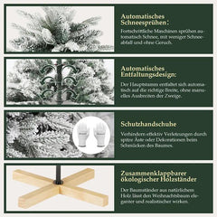 Salcar 180 Künstlicher Weihnachtsbaum mit Schnee,  Holzständer, mit 908 Spitzen aus PVC und PE Salcar