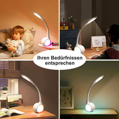 Wilit T3 5W LED Schreibtischlampe für Kinder, mit 3 Helligkeitsstufen, mit Farblicht unter 256 Farben