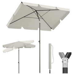 Sekey, 200x125 cm Rectangular Balcony Parasol, with Protective Cover, Sun Protection UV 50+ 