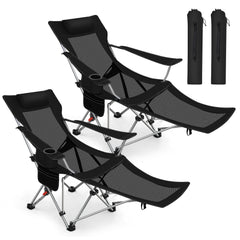 Sunula Klappbarer Campingstuhl, Liegestuhl 2-in-1, Belastbar bis 100 kg, Abnehmbare Fußablage, Getränkehalter, Tragetasche, Leicht, Verstellbare Rückenlehne, Für Angeln, Strand, Camping, Garten, Outdoor