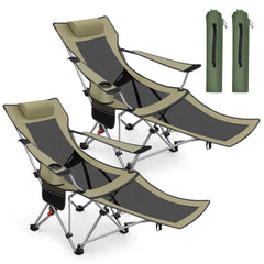 Sunula Klappbarer Campingstuhl, Liegestuhl 2-in-1, Belastbar bis 100 kg, Abnehmbare Fußablage, Getränkehalter, Tragetasche, Leicht, Verstellbare Rückenlehne, Für Angeln, Strand, Camping, Garten, Outdoor