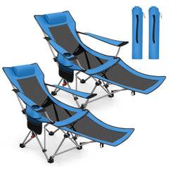 Sunula Klappbarer Campingstuhl, Liegestuhl 2-in-1, Belastbar bis 100 kg, Abnehmbare Fußablage, Getränkehalter, Tragetasche, Leicht, Verstellbare Rückenlehne, Für Angeln, Strand, Camping, Garten, Outdoor