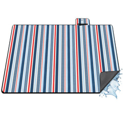 Sekey Picknickdecke – Wasserdicht & sandfest, faltbare Strandmatte mit PEVA-Unterseite, gepolstert & tragbar für Camping, Strand & Wiese – Blau-Weiß-Rote Streifen Sekey