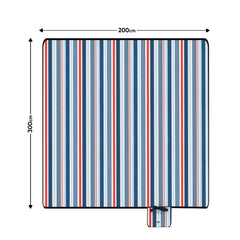 Sekey Picknickdecke – Wasserdicht & sandfest, faltbare Strandmatte mit PEVA-Unterseite, gepolstert & tragbar für Camping, Strand & Wiese – Blau-Weiß-Rote Streifen Sekey