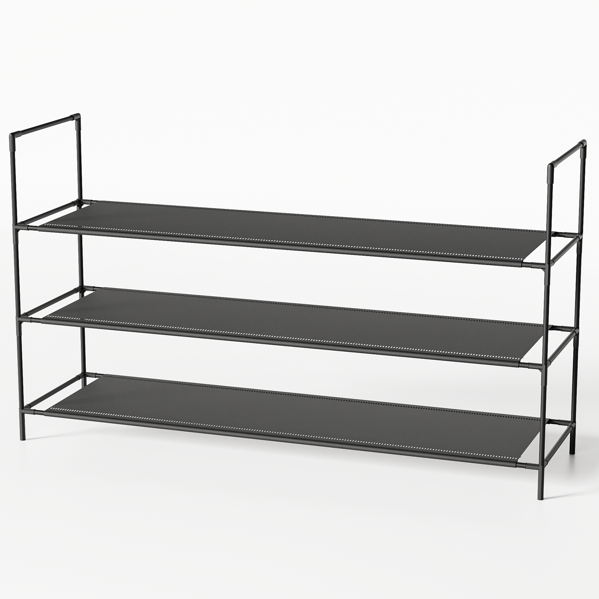 Sekey Schuhregal 3/4 Ebenen – Stapelbares Schuhregal aus Metall und Vliesstoff, platzsparend, stabil, ohne Bohren, für Flur, Schlafzimmer & Bad, Schwarz