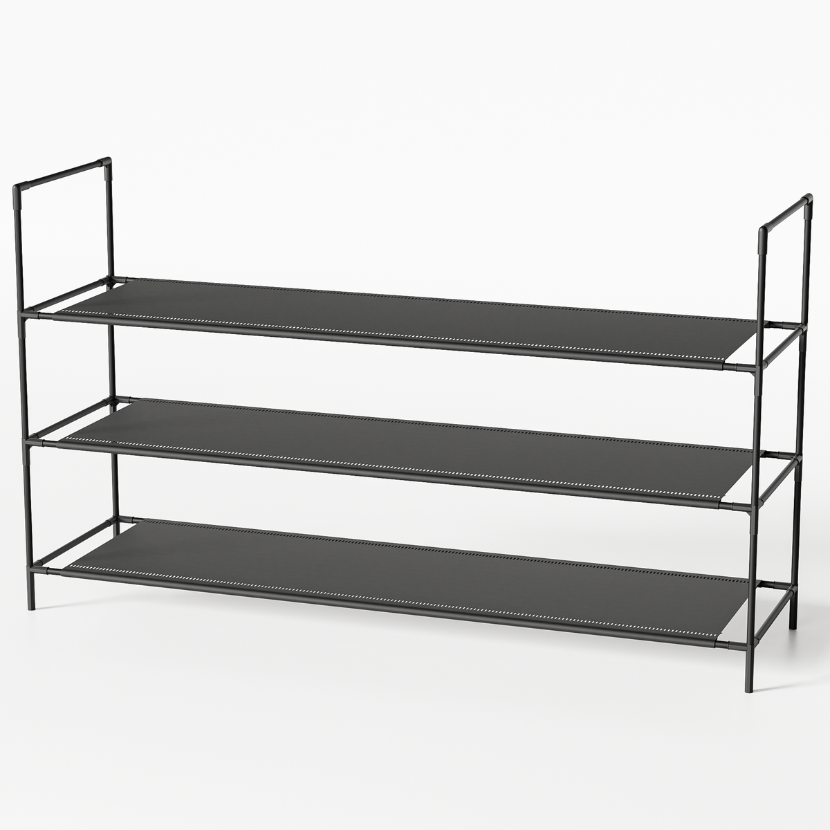 Sekey Schuhregal 3/4 Ebenen – Stapelbares Schuhregal aus Metall und Vliesstoff, platzsparend, stabil, ohne Bohren, für Flur, Schlafzimmer & Bad, Schwarz